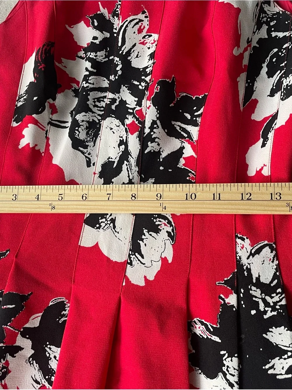 Adrianna Papell Dress Red Floral Fit-and-Flare